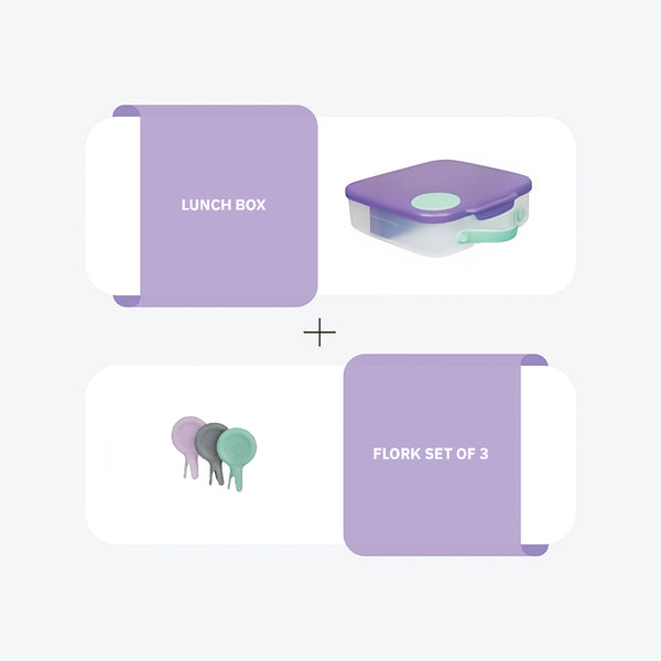 Mini Flork Set of 3 Pastel + Lunch Box Purple