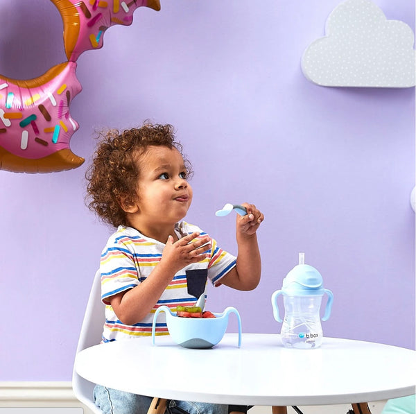 Toddler Fork & Spoon Cutlery Set Bubblegum Blue