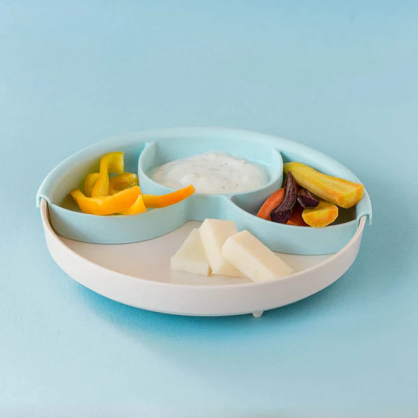 Healthy Meal Suction Plate with Dividers Set Vanilla/Aqua