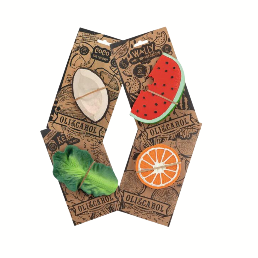 Oli & Carol Fruits & Veggies Teether Combo-(Clementino The Orange + Ke –  Sohii India