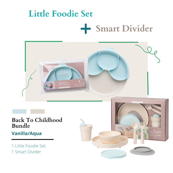 Back To Childhood Bundle,  Little Foodie Set + Smart Divider Vanilla/Aqua