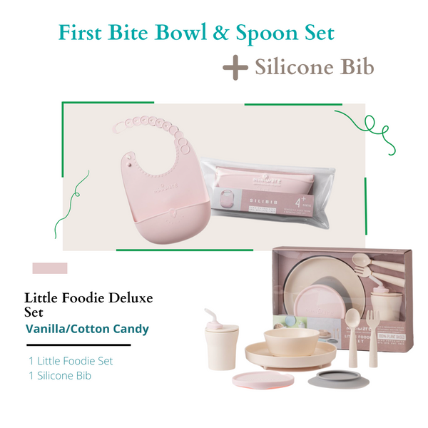 Little Foodie Deluxe Set, Little Foodie + Roll & Lock Silibib Cotton Cand