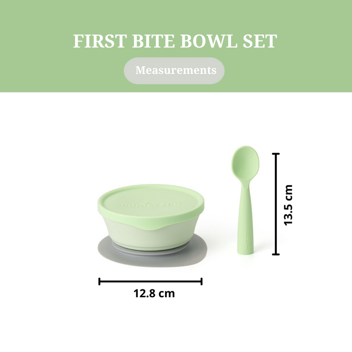 Miniware First Bite Suction Bowl With Spoon Feeding Set  Key Lime/ Key Lime - Sohii India
