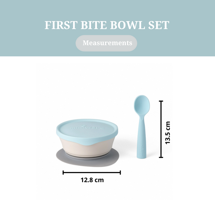 Miniware First Bite Suction Bowl With Spoon Feeding Set  Vanilla/Aqua - Sohii India