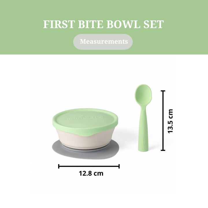 Miniware First Bite Suction Bowl With Spoon Feeding Set  Vanilla/Lime - Sohii India