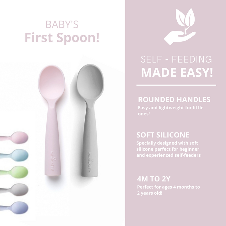 Miniware Training Spoon Set  Grey+Cotton Candy - Sohii India