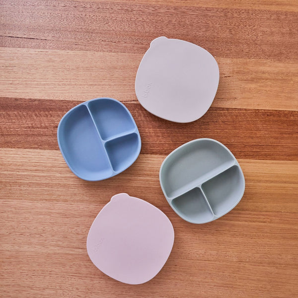 Silicone Plate + Lid with Suction Base Blush Pink