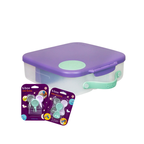 b.box Kiddy Combo - Lunch Box, Mini Spoon & Mini Fork Lilac Pop Purple