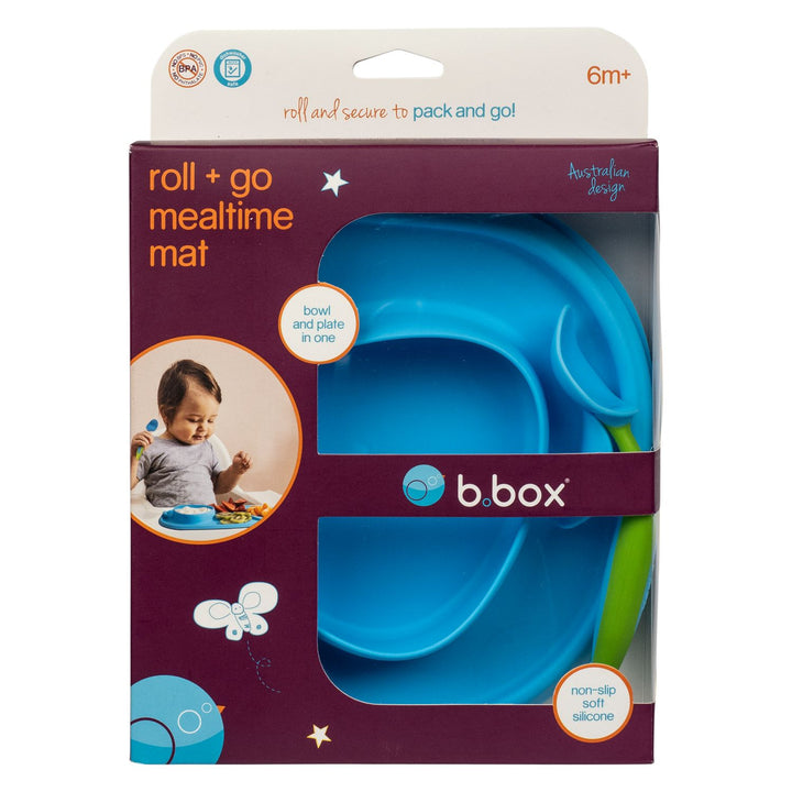 b.box Roll & Go Mealtime Mat with Spoon Ocean Breeze Blue - Sohii India