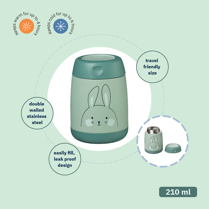 b.box Insulated Mini Food Jar 210ml So Bunny Green - Sohii India