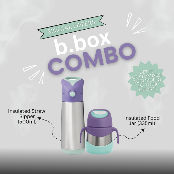 b.box Meal time Combo - Insulated Straw Sipper & Insulated Food Jar Lilac