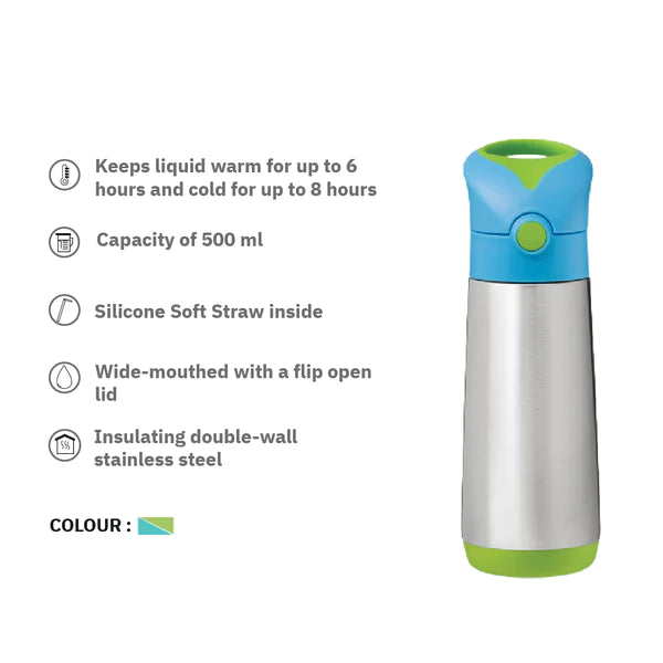 b.box Meal time Combo - Insulated Straw Sipper 500ml & Insulated Food Jar 335ml Blue Green - Sohii India
