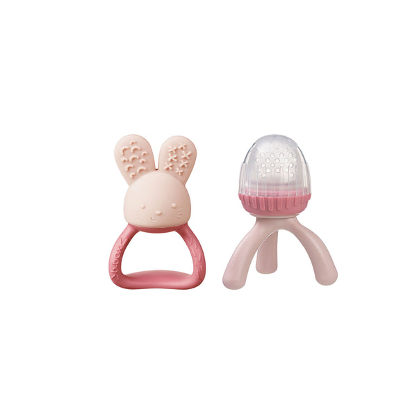 b.box Silicone Fresh Food Feeder + Chill & Fill Teether Pink