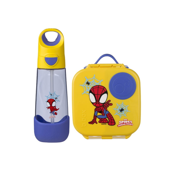 Mini Lunchbox & Tritan Straw Drink Bottle – Spidey | Leakproof Lunch & Hydration Set for Kids & Toddlers | BPA-Free, Easy Open, 1yr+ (Pack of 2)