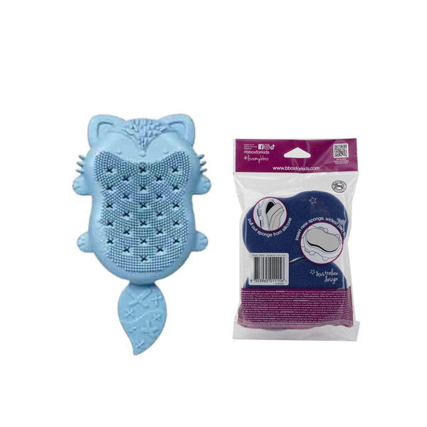 Baby Bath Brush with Replacement Sponge Twin Pack | Soft Silicone Bristles for Cradle Cap & Gentle Bathing | Newborn–36M
