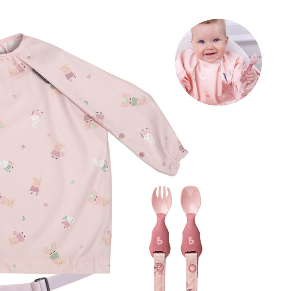Coverall Weaning Peppa Pig Bib + Handi Cutlery Blush