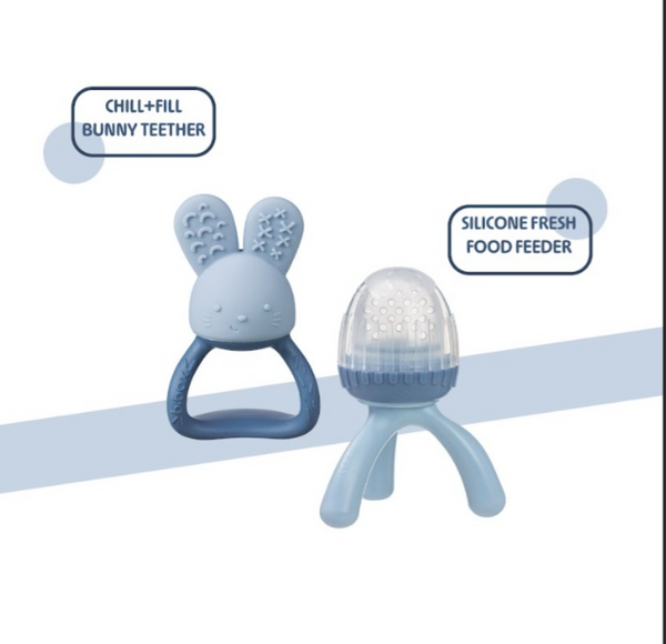 Silicone Fresh Food Feeder + Chill & Fill Teether Blue