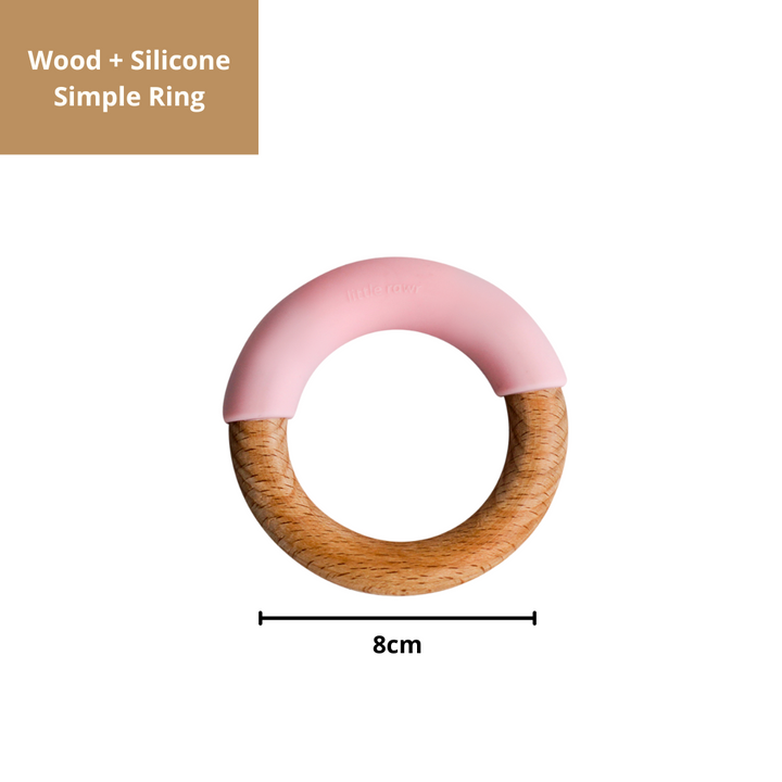 Little Rawr Wood + Silicone Simple Ring- Pink - Sohii India