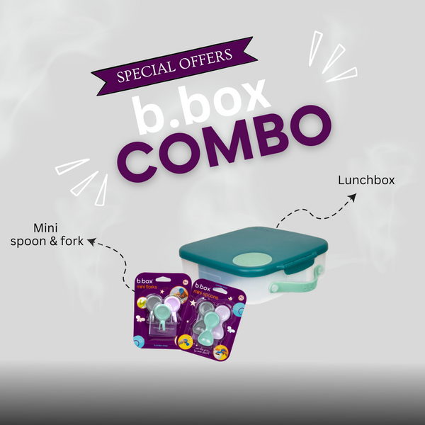 b.box Combo - Lunch Box, Mini Spoon & Mini Fork Emerald Green
