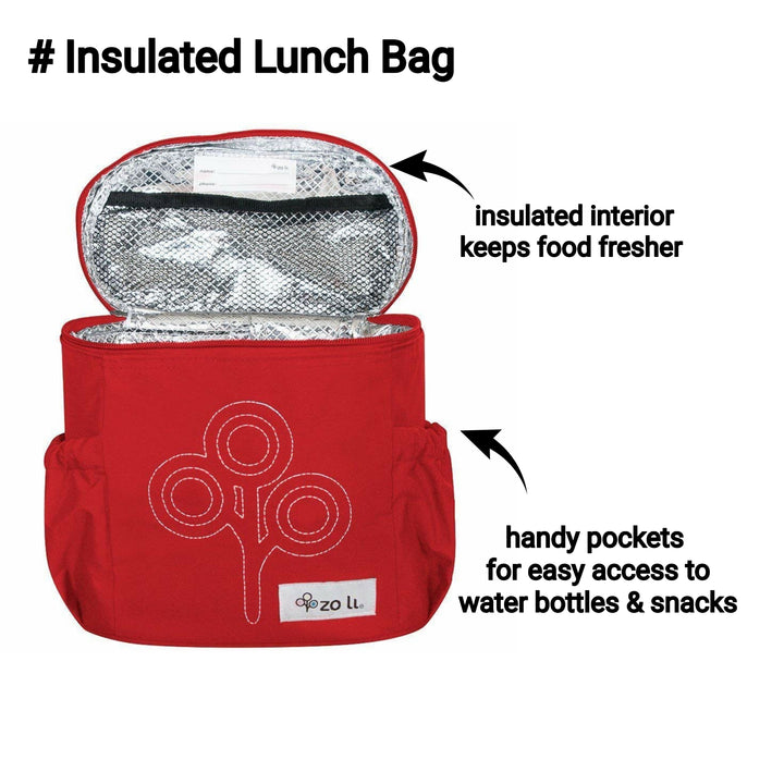ZoLi NOM NOM Insulated Lunch Bag- Red - Sohii India