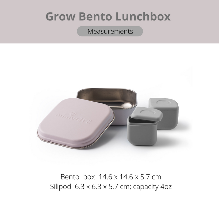 Miniware Grow Bento with 2 silipods Lunch Box-Cotton Candy/Grey - Sohii India