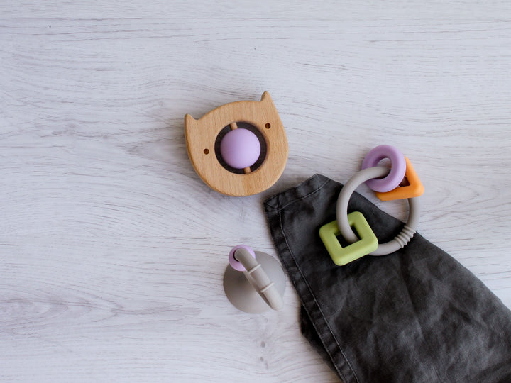 Little Rawr Geo Shape Ring Teether Toy- Multicolour - Sohii India