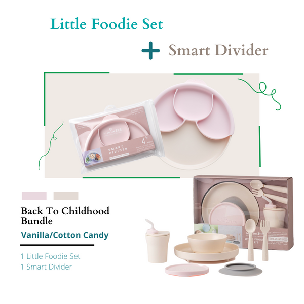Miniware Back To Childhood Bundle Vanilla/Cotton Candy (Little Foodie Set, Smart Divider)