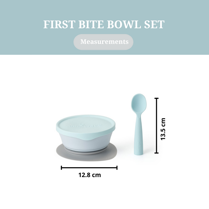 Miniware First Bite Suction Bowl With Spoon Feeding Set Aqua/Aqua - Sohii India