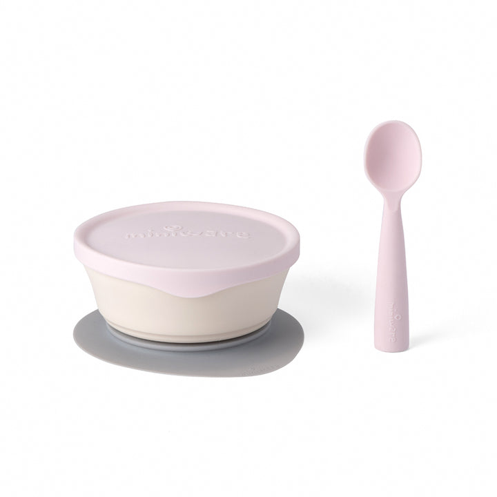 Miniware First Bite Suction Bowl With Spoon Feeding Set  Vanilla/Cotton Candy - Sohii India