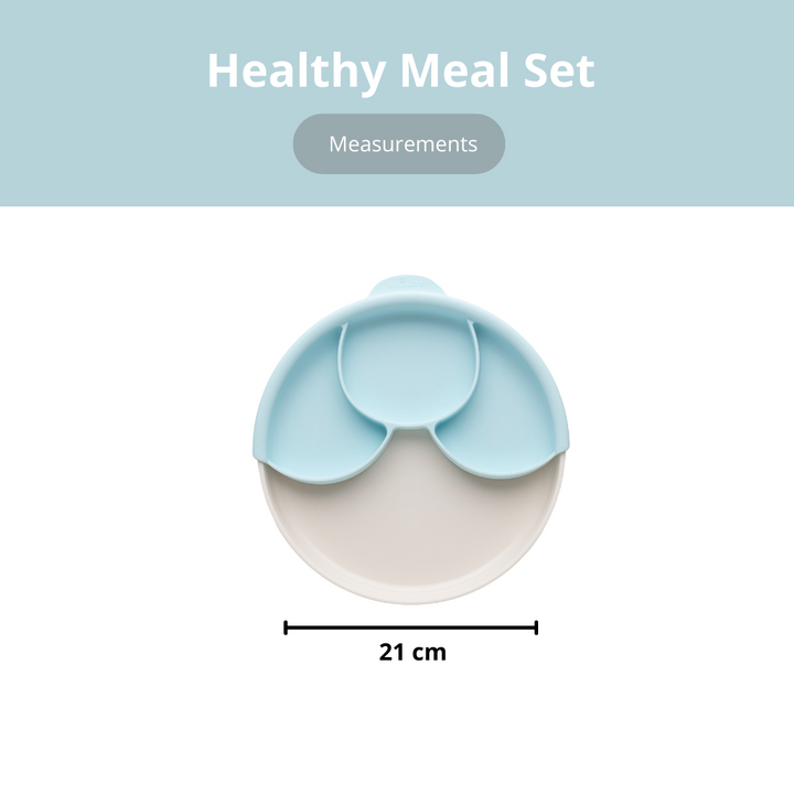 Miniware Healthy Meal Suction Plate with Dividers Set Vanilla/Aqua - Sohii India