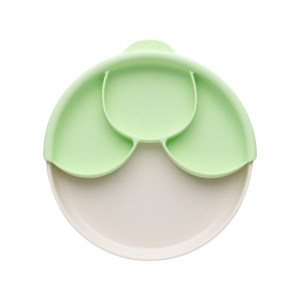 Miniware Healthy Meal Suction Plate with Dividers Set Vanilla/Key Lime - Sohii India