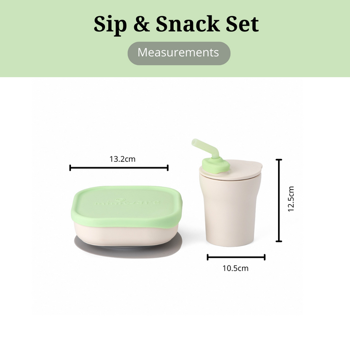 Miniware Sip & Snack- Suction Bowl with Sippy Cup Feeding Set  Vanilla/Lime - Sohii India