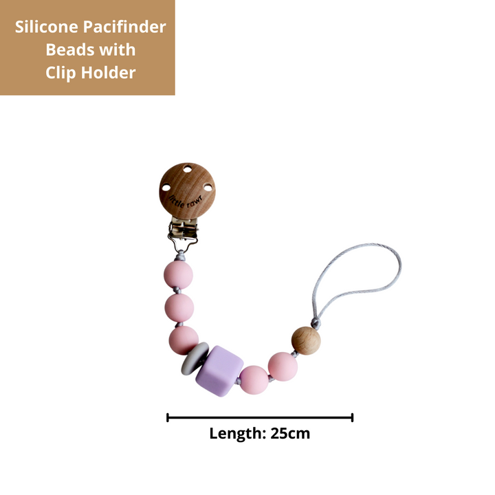 Little Rawr Silicone Pacifinder Beads with Clip Holder - Pink - Sohii India