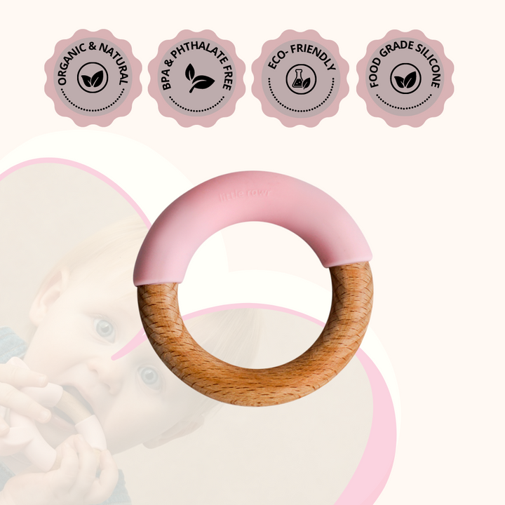 Little Rawr Wood + Silicone Simple Ring- Pink - Sohii India