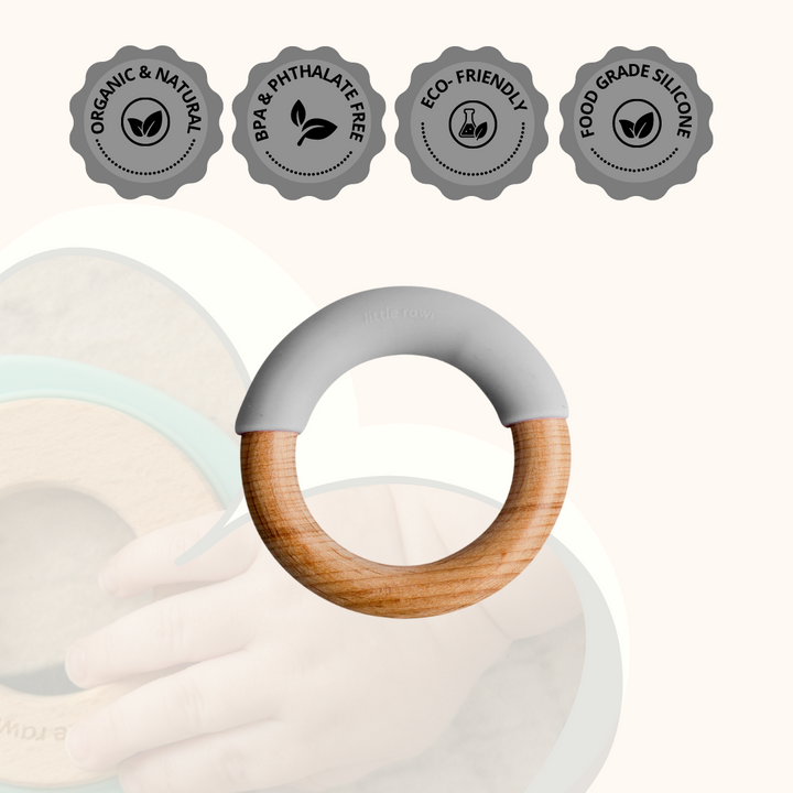 Little Rawr Wood + Silicone Simple Ring -  Grey - Sohii India